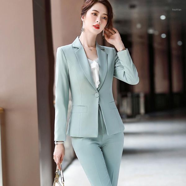 

women female blue apricot black solid blazer and pant suit office lady business work wear slim one button 2 piece set1, White