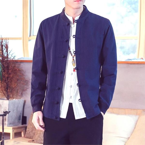 

5xl плюс размер мужчины китайский мундир осень streetwear vintage китай традиционная одежда с длинным рукавом куртки man белье top male, Red