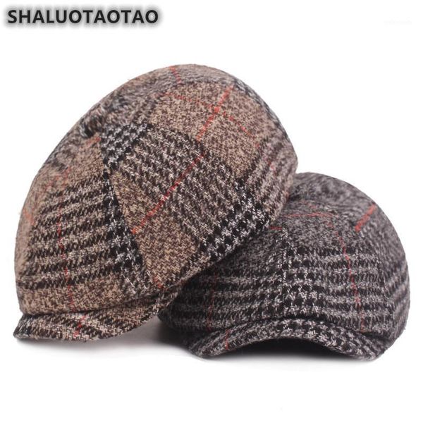 

berets shaluotaotao men brands caps winter men's wool warm thick fashion beret hat snapback cap dad's hats flat, Blue;gray