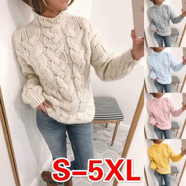 

wepbel women pullover loose sweater solid color turtleneck twist fashion sweater women's, White;black