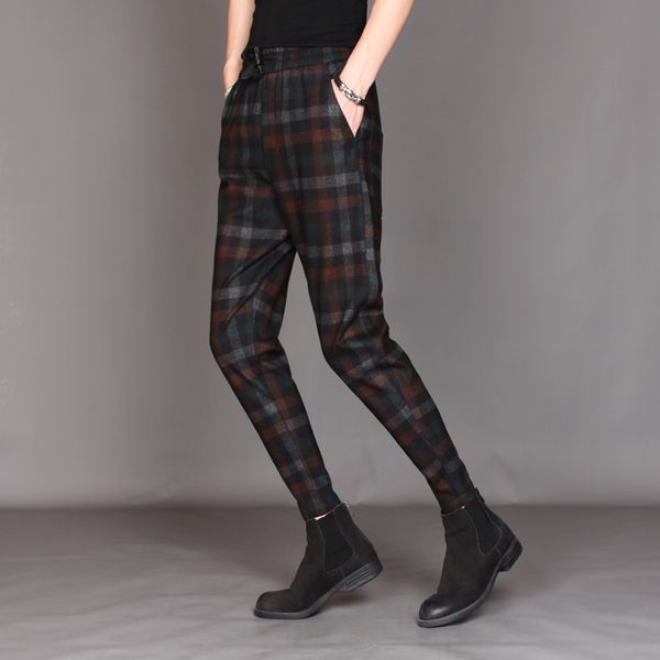 

2021 New Pants Wool Autumn/casual Winter Chess of Thin Men Harepants. DZH7, Black