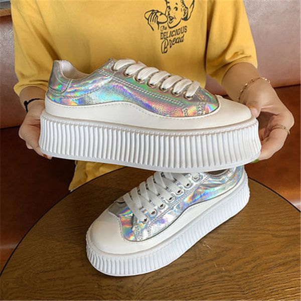 

2021 new white lace-up formers chunky mode parent female tennis respirable in the air of women dutch casual shoes oit9, Black;white