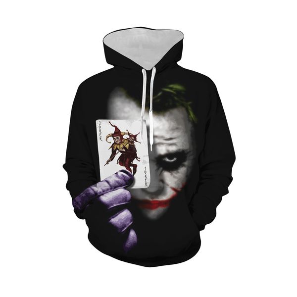 

2019 men's new clown hooded pullover 3d sweater men's fashion sweater, Black
