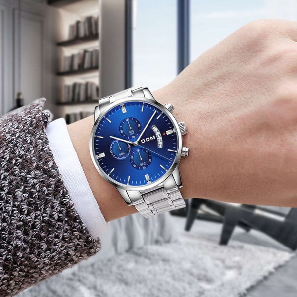 

three watch men's seconds fashion running sets of six pin luminous waterproof sports men's watch, Slivery;brown