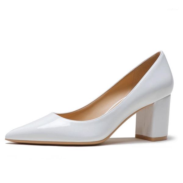 

large size 34-42 pumps casual genuine leather square heel pointed toe slip-on shoes fashion office women's pumps n00551, Black