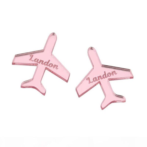 

100 pcs personalized acrylic chocalate tags mirror name card sign baptism wedding decor airplane shape party gift