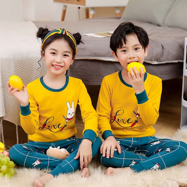 

cotton underwear set and winter new children's autumn pants baby boys' home cloth girls' pajamas, Blue;red