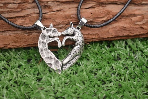 

sanlan 12pcs couple love necklace his and hers heart kissing couple, Silver