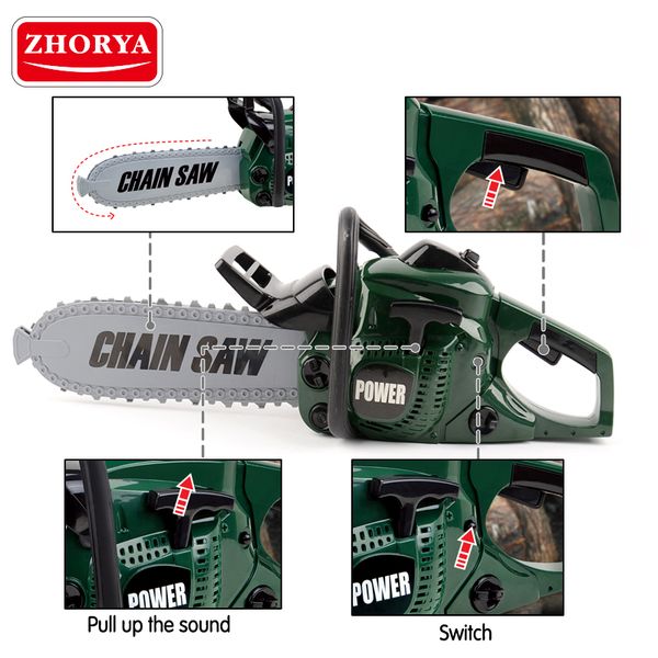 

zhorya pretend play repair tool rotating chainsaw with sound educational toys simulation garden tool toys for boys children q1119