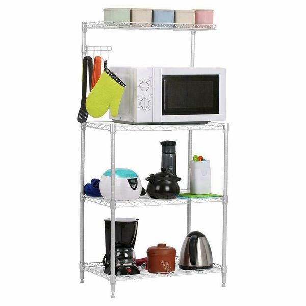

new 4 tier kitchen rack microwave oven stand storage cart workstation shelf