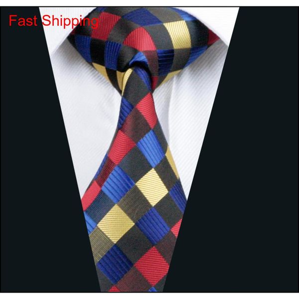 

classic plaid tie set for men hanky cufflinks black red yellow blue jacquard woven neck tie set silk mens business qylkmt nana_shop, Black;blue