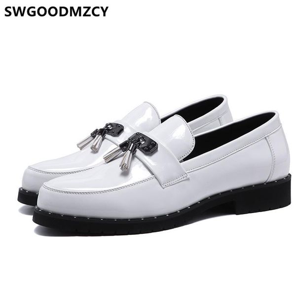 

wedding shoes men formal coiffeur brand italian shoes men classic white loafers mens dress loafers sepatu slip on pria, Black