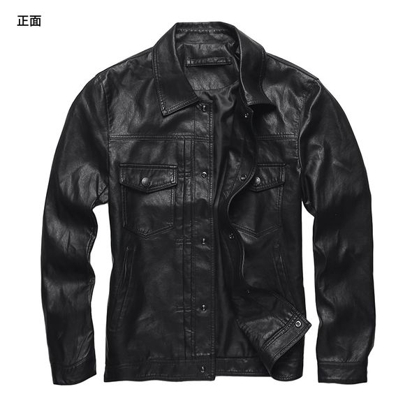 

2021 the new new winter lapel imitation male thin leather jacket black wf2006 1f0j, Black;brown