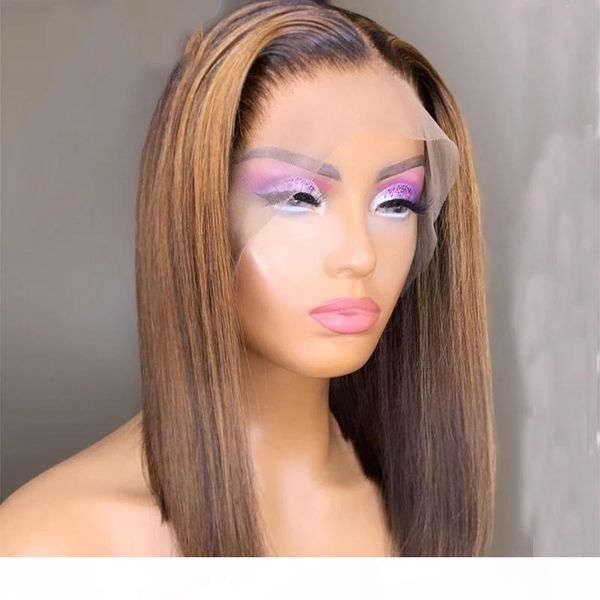 

human hair wigs bob wig short human hair wig ombre color for black women natural straight brazilian wig, Black;brown