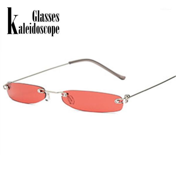

sunglasses women men small narrow sun glasses retro rectangle brand female rimless ultralight1, White;black