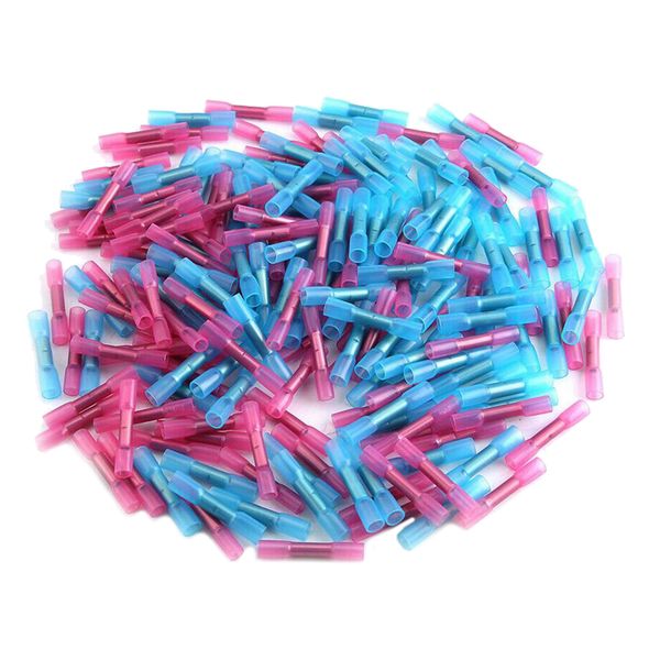 

premium heat shrink butt connectors 200 pcs waterproof marine automotive wire electrical connector kit, 100pcs red 100pcs blue