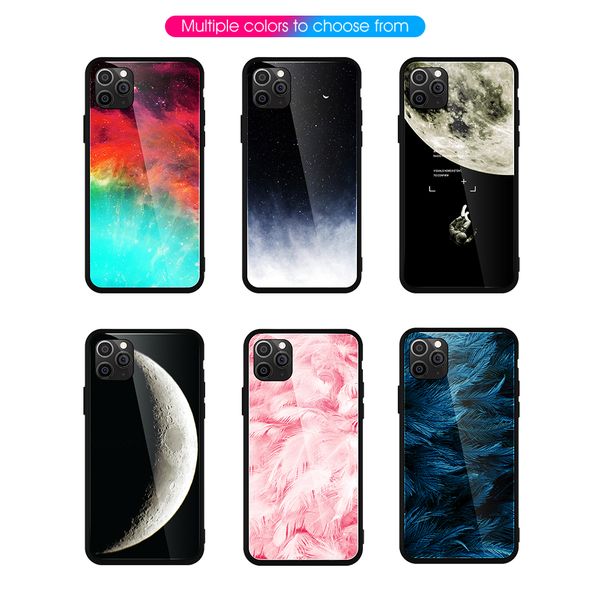 

glass phone 11 pro max xs 12 mini star space cover for iphone 8 7 6 6s plus x anti-knock case coque