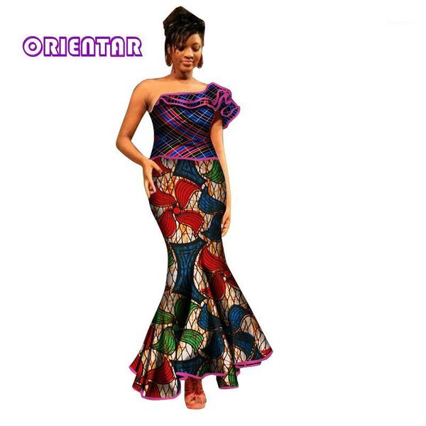 

women african dress african traditional clothing bazin print dresses for women lady one-shoulder bodycorn dress wy27851, Red