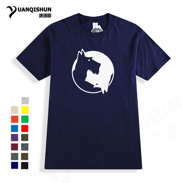 

sport yin and yang schnauzer dog t shirt tai chi design 16 colors cotton tshirt mens short sleeve t-shirt tee