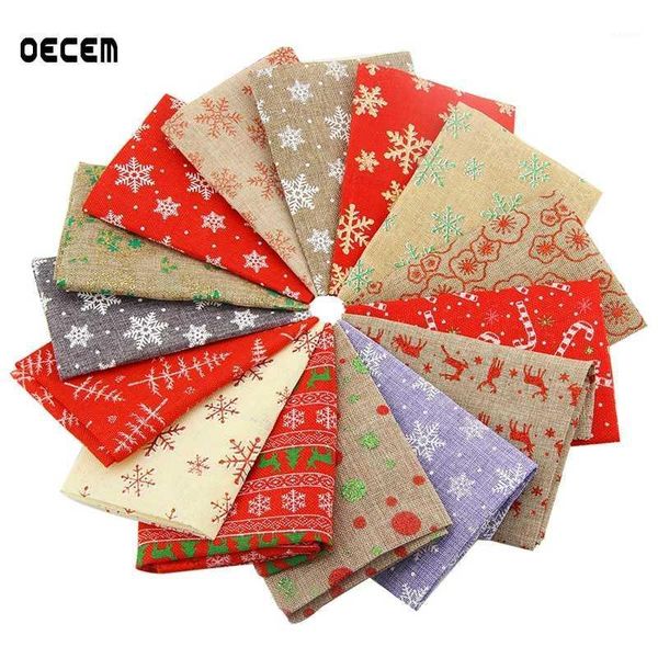 

oecem composite fabric for new year christmas diy decoration hat bag bell stocking precut quar bundles 15pcs/lot 20x24cm1, Black;white