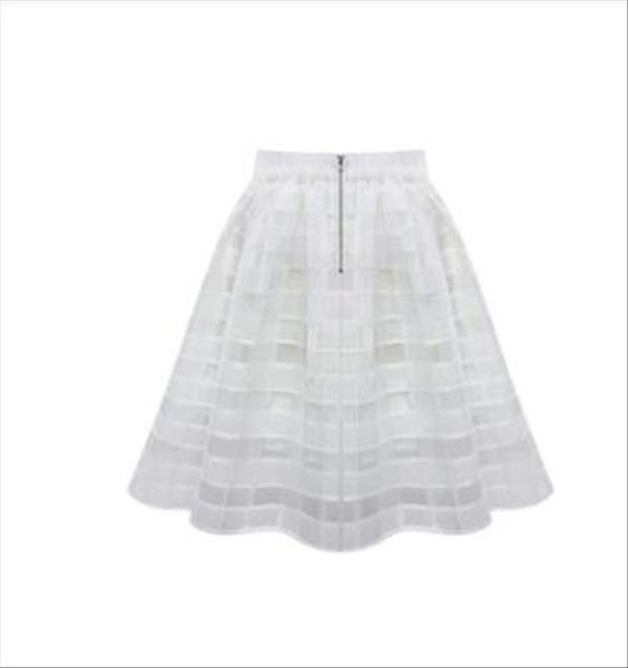 

1pcs lot european style woman organza solid skirt ball gown pleated solid skirt black white