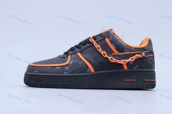 

latest design chain custom low time out air one utility orange black men runner shoes forces sneakers trainers 1s sports casual skate shoes