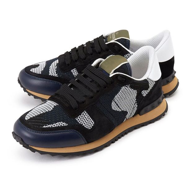 

20s new color mesh suede studded camouflage rock runner sneaker shoes for women men stud casual shoes camo sneakers with boxes, Black