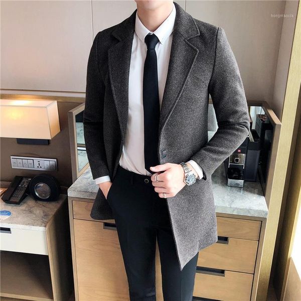 

the new winter 2020 paragraph dust coat grows in cloth coat cultivate morality men's business men youth men's1, Black