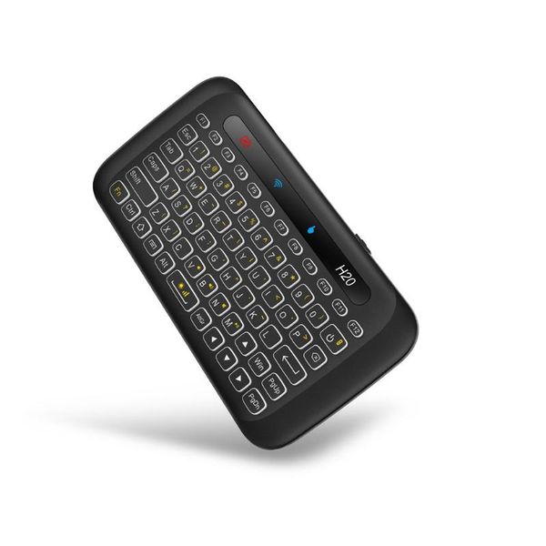 

h20 2.4ghz wireless mini keyboard with backlight touchpad air mouse ir leaning remote control for andorid tv box pc