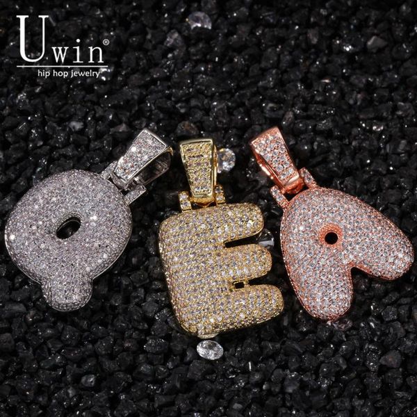 

uwin a-z на заказ название bubble initial одно письмо ожерелье подвеска шарм цирконий хип-хоп ювелирных изделий розовое золото перевозка гру, Silver