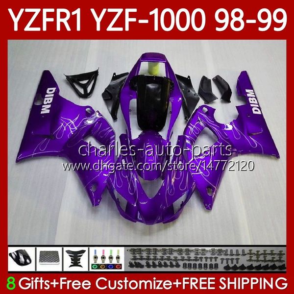 Мотоцикл кузова для Yamaha YZF-R1 YZF1000 YZF R 1 1000 CC Purpleflames 98-01 Bodys 82no.65 YZF R1 1000CC 1998 1999 2000 2001 YZF-1000 YZFR1 98 99 00 01 Обтекатель OEM