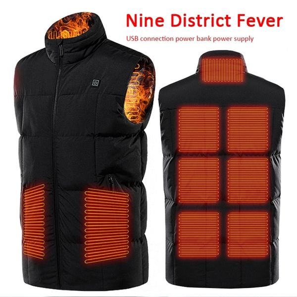 

men outdoor electric heated vest jacket usb heating vest winter thermal polyester camping hiking warm hunting jacket 201114, Black;white
