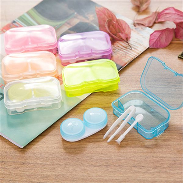 Мини-Contact Lens Case Женщины Цветные контактные линзы Box глаз Контактные линзы Контейнер Прекрасный Travel Kit