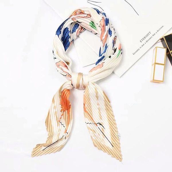 

designer women crinkle scarf silk neck scarves female leopard print hair band lady pleated scarfs 55*55cm, Blue;gray