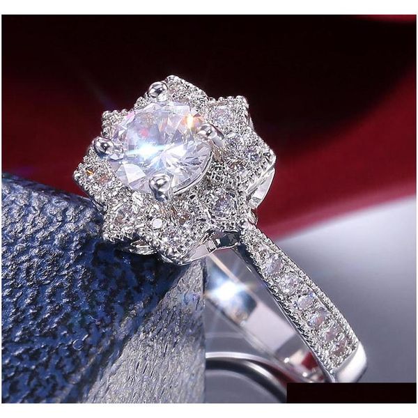 

s985 fashion jewelry diamond flower ring trans sqciaa homes2007, Silver