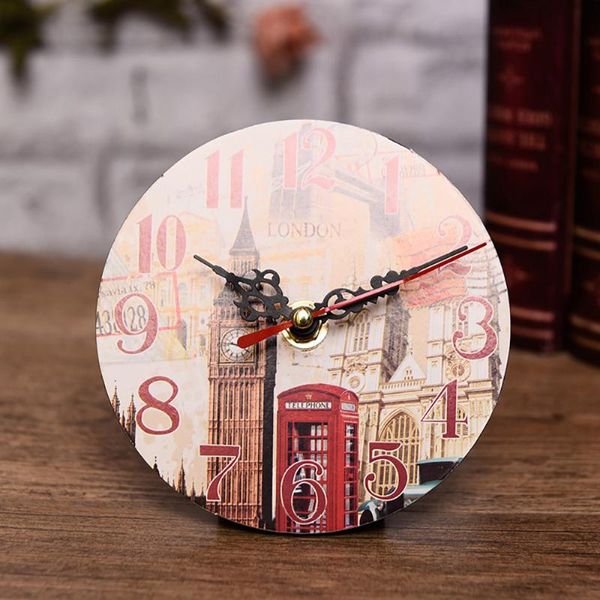 

wall clocks clock wooden circular desk table decor home vintage rustic shabby style pastoral antique quartz for living room d20