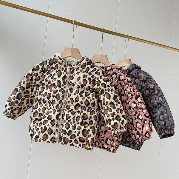 

jacket children's super light white duck down coat girls leopard print boys hooded autumn and winter wear, Blue;gray