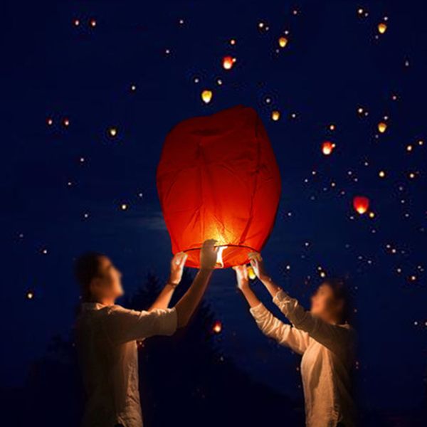 10 adet Çin Kağıt Gökyüzü Uçan Ing Fenerler Fly Mum Lambaları Noel Partisi Düğün Dekorasyon 201023