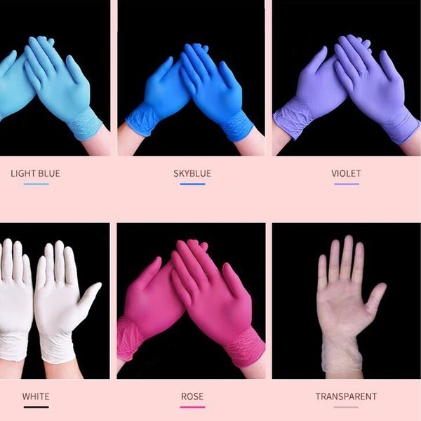 

latex household 100pcs/lot disposable nitrile garden gloves home cleaning rubber proof mitten black rose