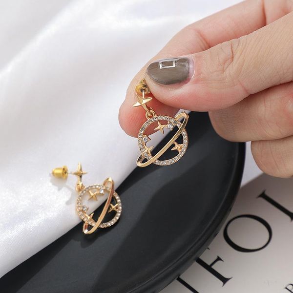 

stud fashion statement planet star earrings for women korean trendy jewelry gold wicca geometric accessories charms wholesale, Golden;silver