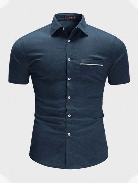

men patch pocket curved hem shirt 72kb#, White;black