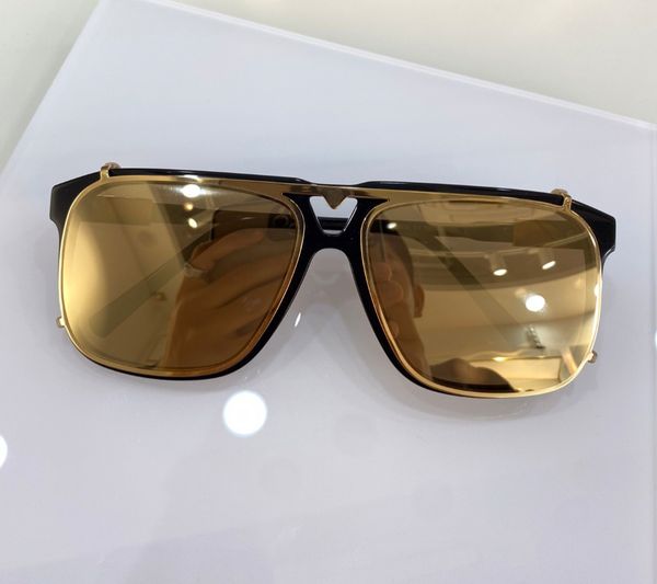 

clip on square gold mirrored sport sunglasses 1085 metal frame gold pilot glasses fashion accessories for men with box, White;black