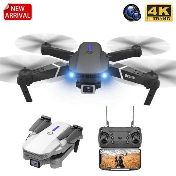 

e88 rc drone with wide angle hd 4k 1080p wifi fpv dual camera height hold foldable quadcopter dron kid's gift toy lj200908