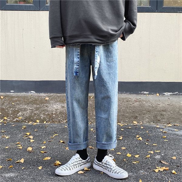 

jeans men's autumn and winter fashion brand drop feeling straight pants, Blue