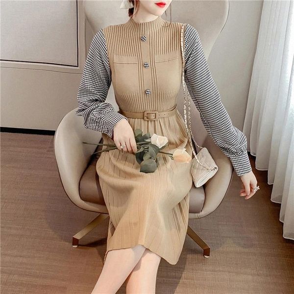 

niche design temperament dress female super fairy sen style long a long sleeve skirt 2020 autumn and winter new trendy women #x288, Black;gray