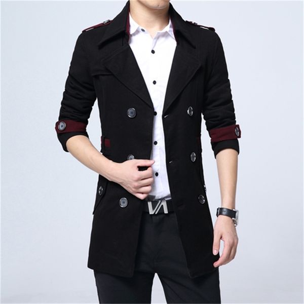 

2021 new men autumn winter plus size korean wool black coats 6xl men's coat kj259 b2hr, Black;brown