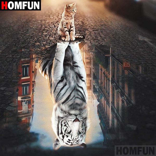 

homfun full square/round drill 5d diy diamond painting "cat & tiger" 3d diamond embroidery cross stitch home decor a18564