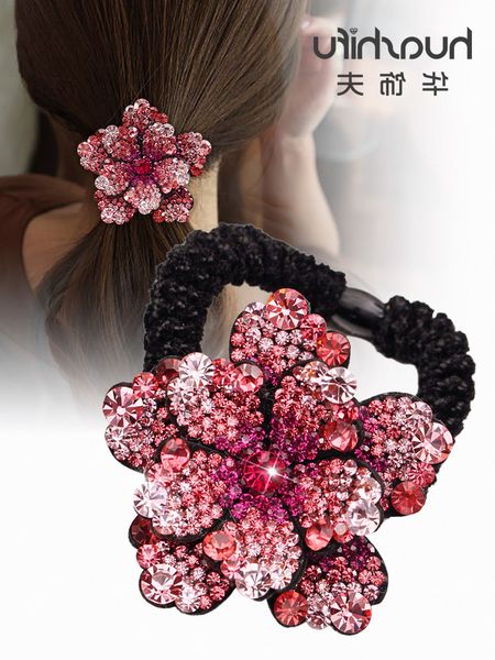 

ntail кольцо галстук лошадь воды оголовье алмазный взрослых аксессуары для волос задней головки цветка корейской упругой полосы головной убо, Silver