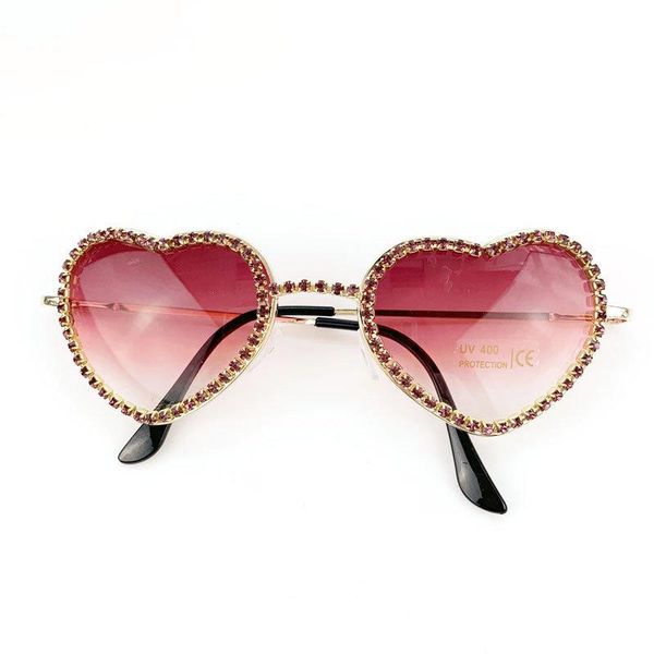 

sunglasses 2021 vintage round diamond heart shape women punk red black clear lens rhinestone eyeglasses uv400 fml, White;black