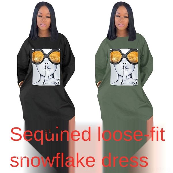

olz7u sleeve sequin loose snow velvet women's sleeve women's clothing sequin loose snow velvet long clothing dress lm8108 dress lo, Black;gray